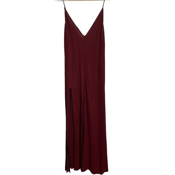 Reformation Dresses & Skirts - Reformation Burgandy Double V Maxi Slip Dress Size Large